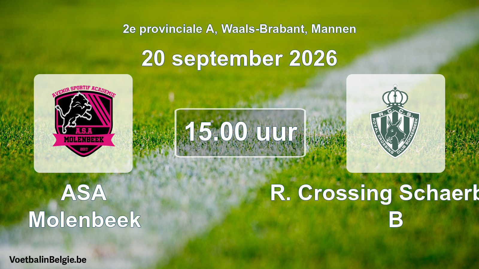 Geplande wedstrijd mannenvoetbal: ASA Molenbeek - R. Crossing Schaerbeek B (20 september 2026)