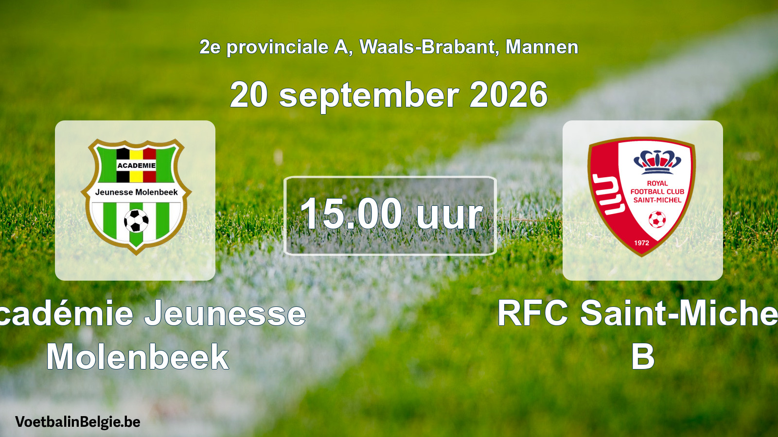 Geplande wedstrijd mannenvoetbal: Académie Jeunesse Molenbeek - RFC Saint-Michel B (20 september 2026)