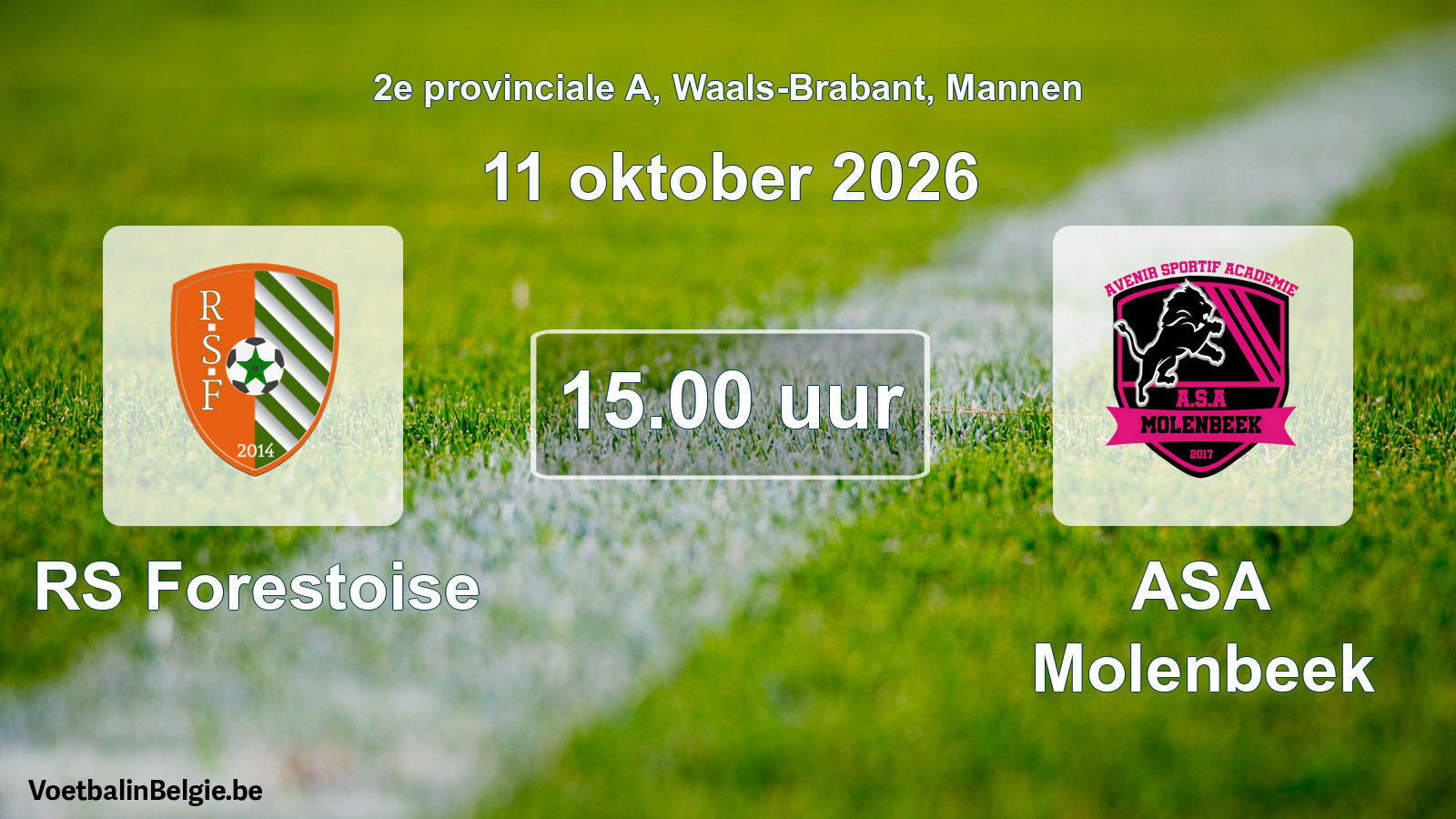 Geplande wedstrijd mannenvoetbal: RS Forestoise - ASA Molenbeek (11 oktober 2026)