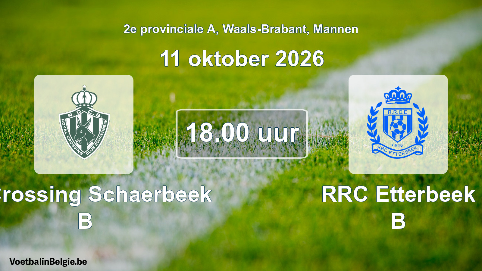 Geplande wedstrijd mannenvoetbal: R. Crossing Schaerbeek B - RRC Etterbeek B (11 oktober 2026)