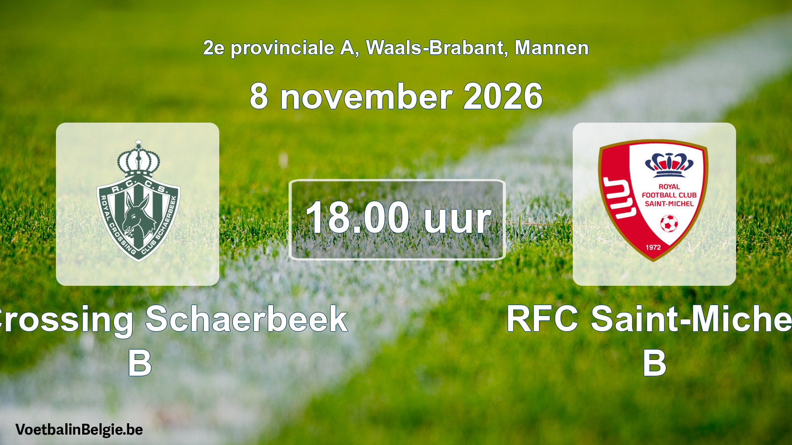 Geplande wedstrijd mannenvoetbal: R. Crossing Schaerbeek B - RFC Saint-Michel B (8 november 2026)