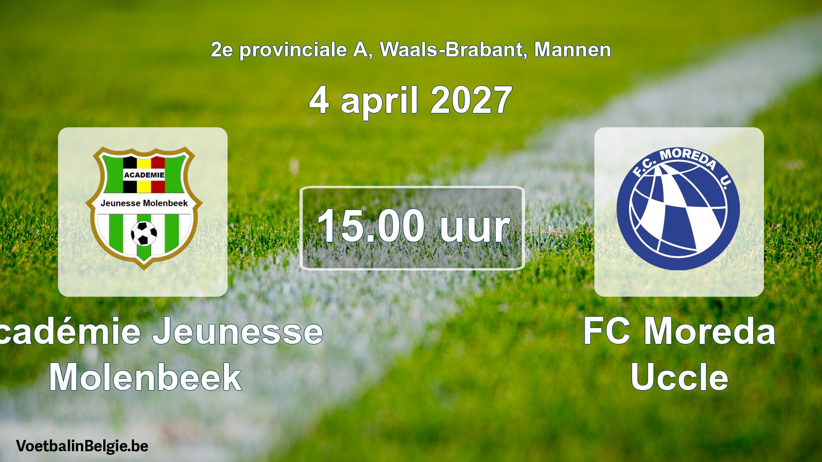 Geplande wedstrijd mannenvoetbal: Académie Jeunesse Molenbeek - FC Moreda Uccle (4 april 2027)