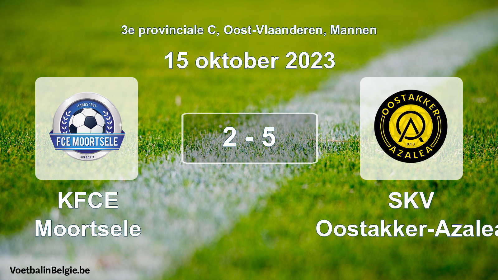 Gespeelde wedstrijd mannenvoetbal: KFCE Moortsele - SKV Oostakker-Azalea 2 - 5 (15 oktober 2023)
