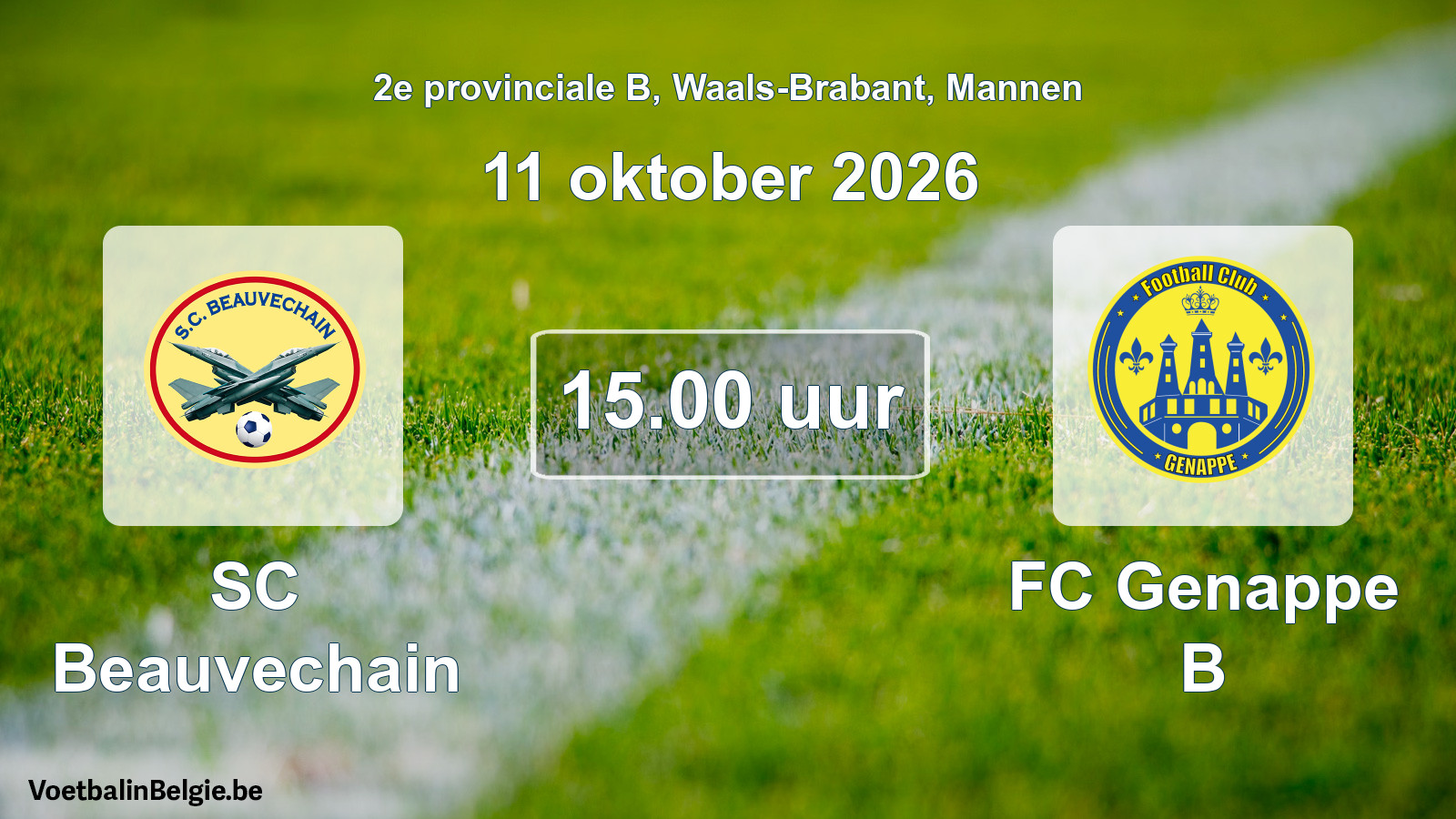 Geplande wedstrijd mannenvoetbal: SC Beauvechain - FC Genappe B (11 oktober 2026)