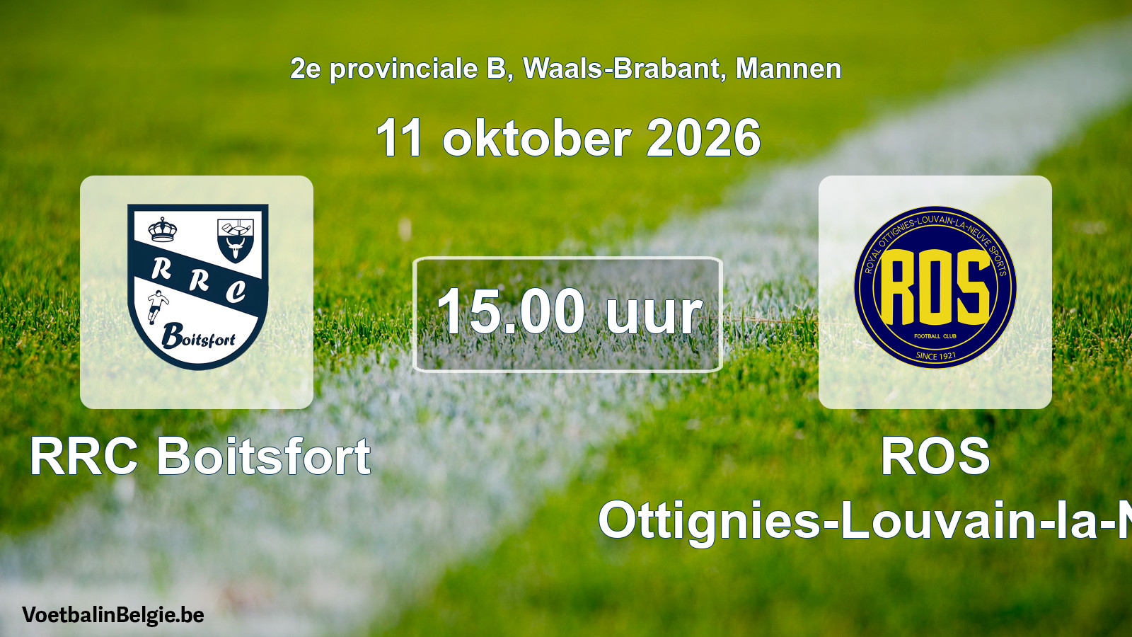 Geplande wedstrijd mannenvoetbal: RRC Boitsfort - ROS Ottignies-Louvain-la-Neuve (11 oktober 2026)