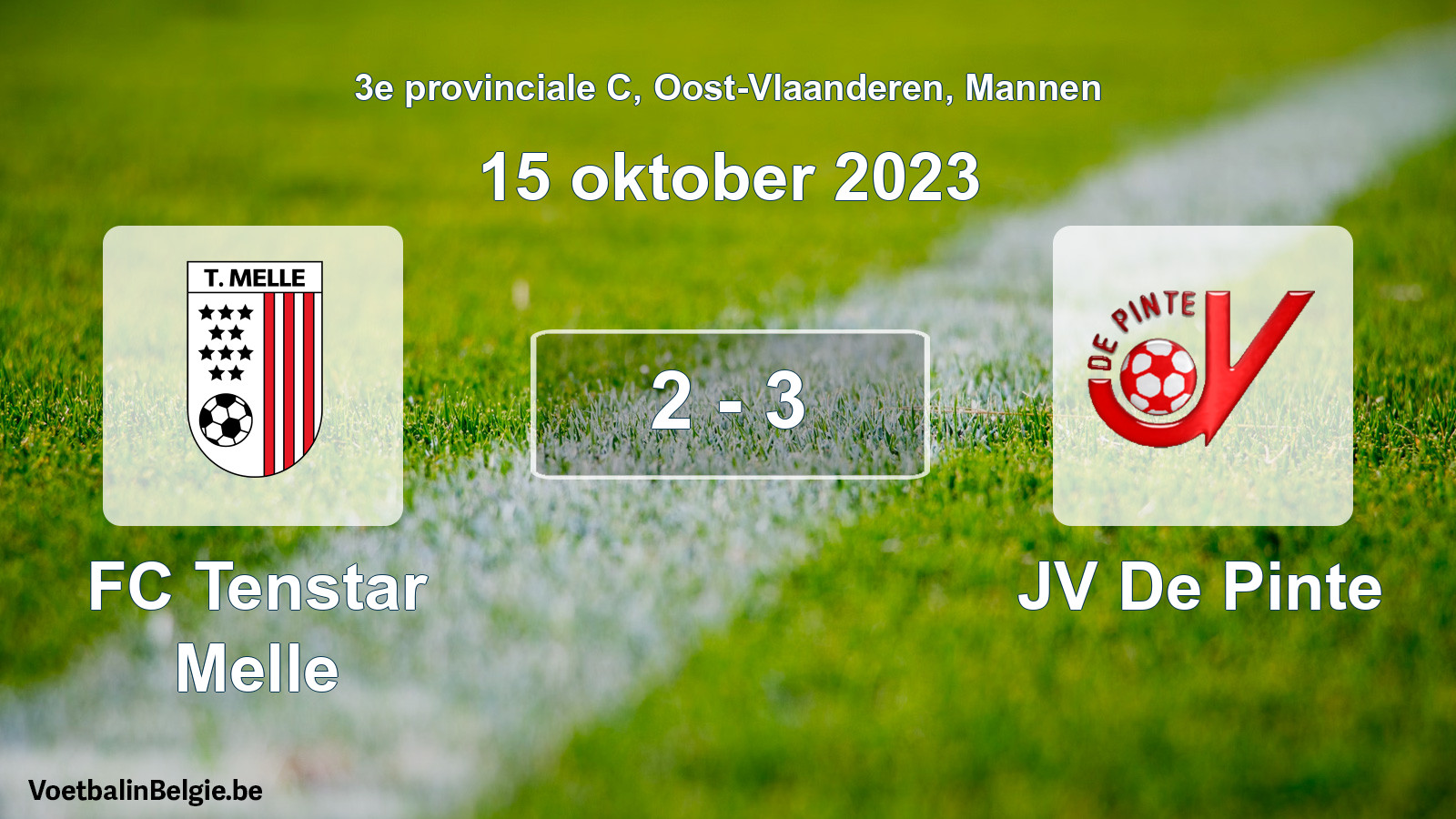 Gespeelde wedstrijd mannenvoetbal: FC Tenstar Melle - JV De Pinte 2 - 3 (15 oktober 2023)