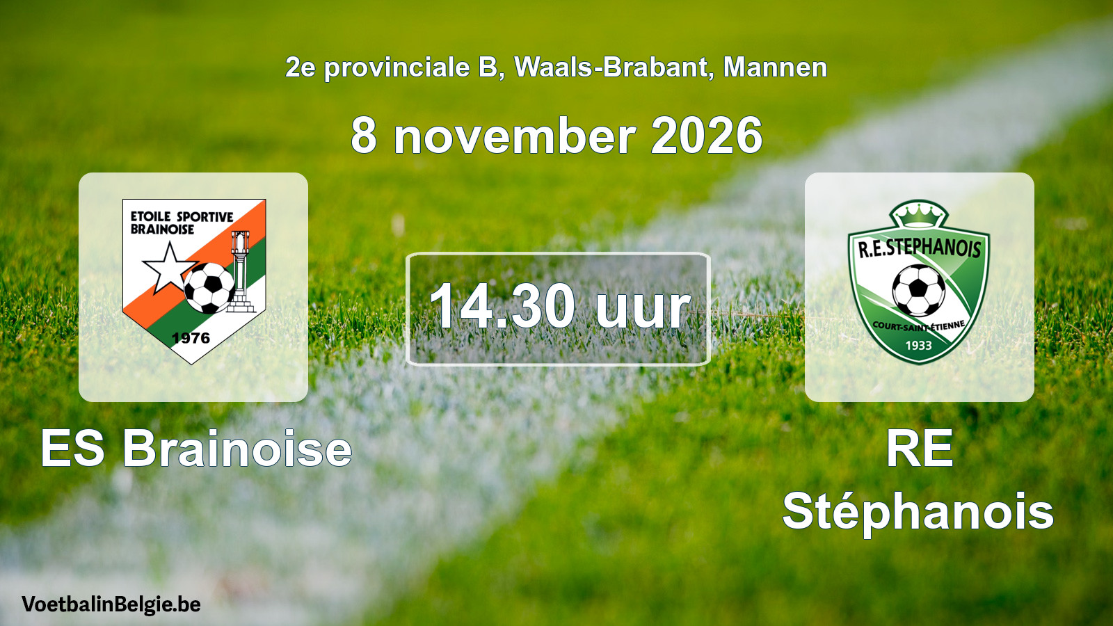 Geplande wedstrijd mannenvoetbal: ES Brainoise - RE Stéphanois (8 november 2026)