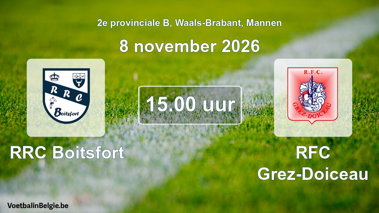 Geplande wedstrijd mannenvoetbal: RRC Boitsfort - RFC Grez-Doiceau (8 november 2026)