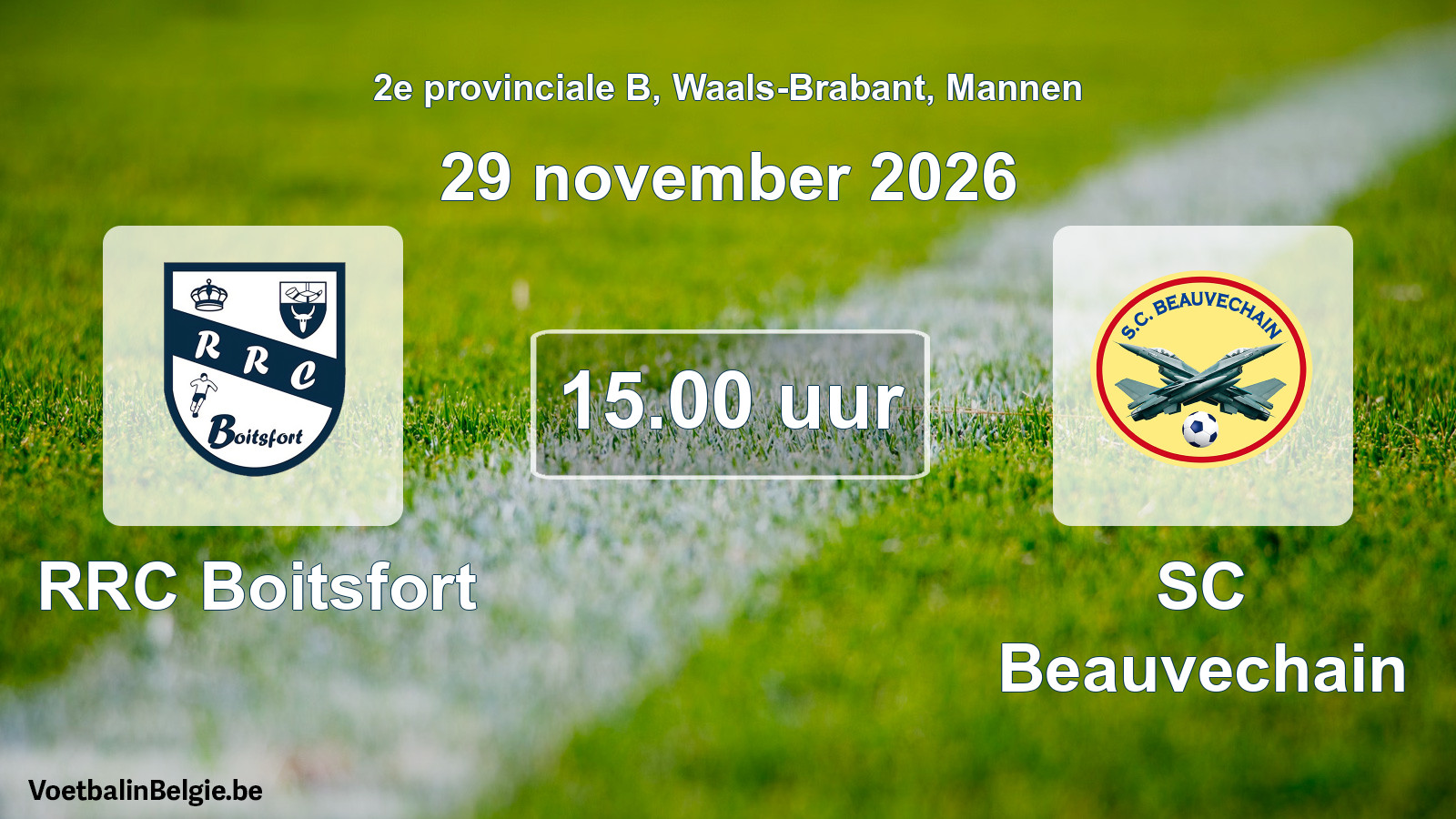 Match prévu football hommes: RRC Boitsfort - SC Beauvechain (29 novembre 2026)
