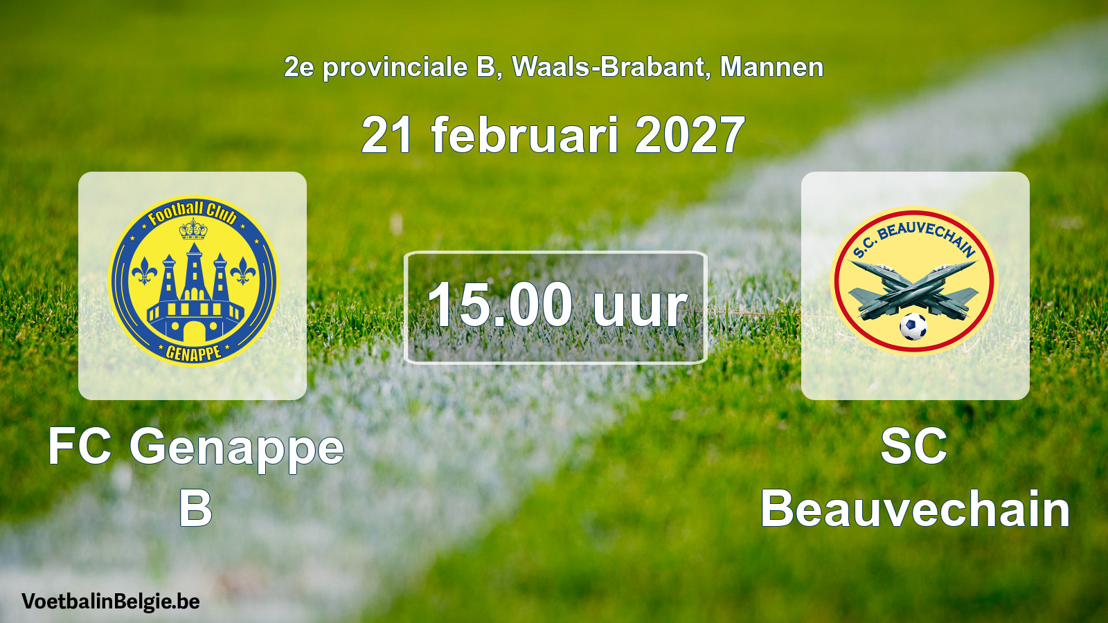 Geplande wedstrijd mannenvoetbal: FC Genappe B - SC Beauvechain (21 februari 2027)