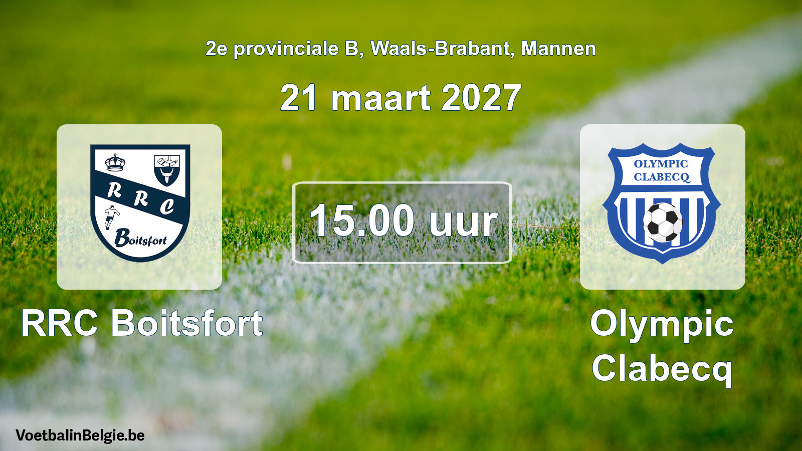 Geplande wedstrijd mannenvoetbal: RRC Boitsfort - Olympic Clabecq (21 maart 2027)