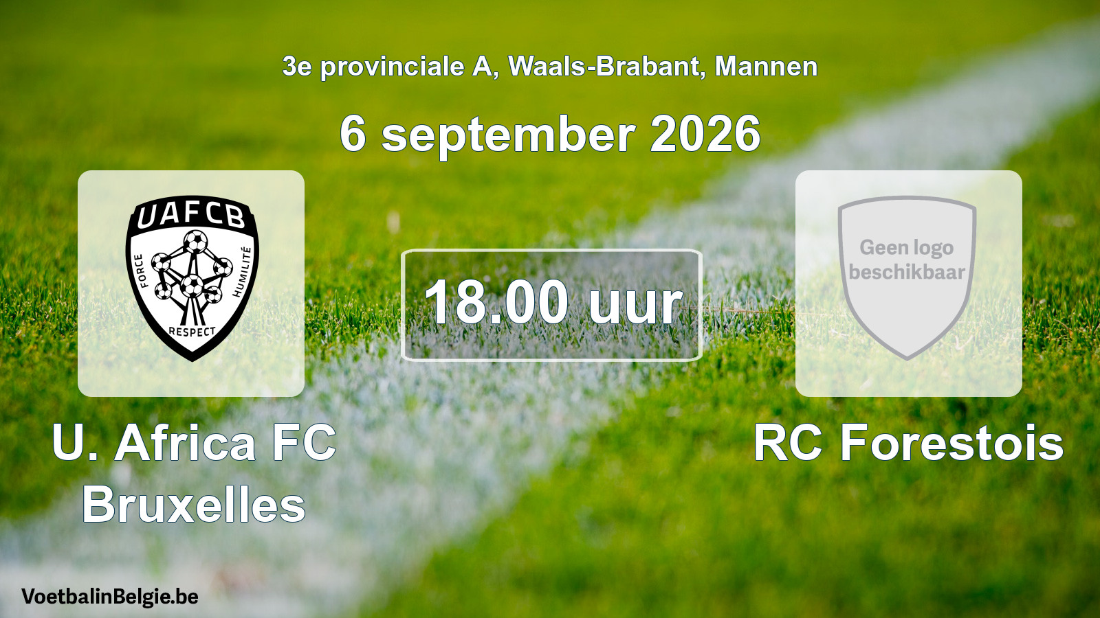 Geplande wedstrijd mannenvoetbal: U. Africa FC Bruxelles - RC Forestois (6 september 2026)