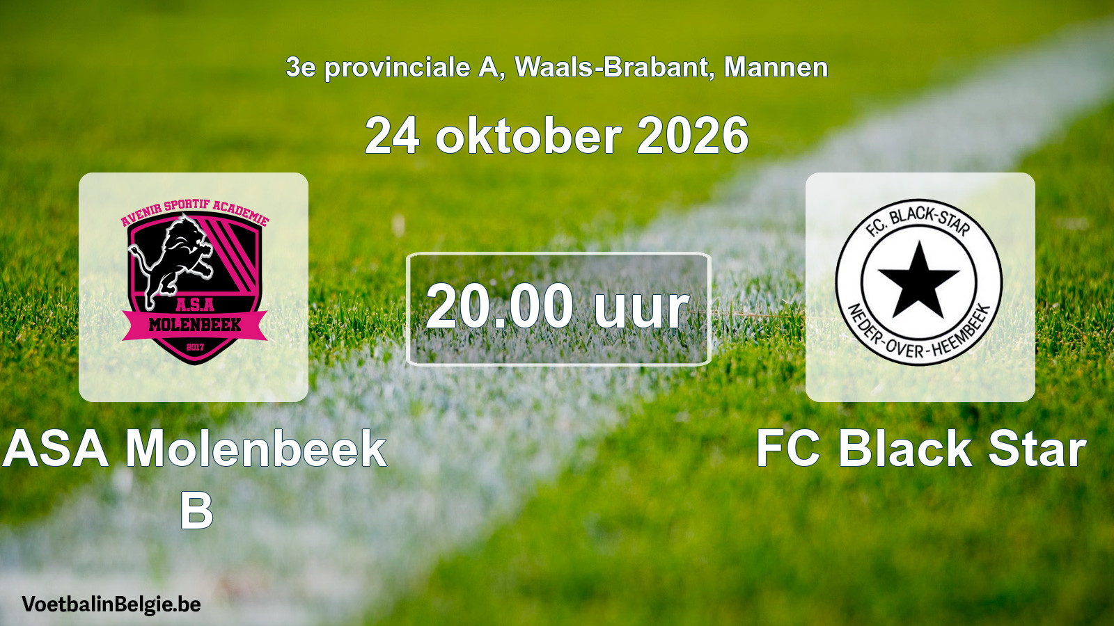 Geplande wedstrijd mannenvoetbal: ASA Molenbeek B - FC Black Star (24 oktober 2026)