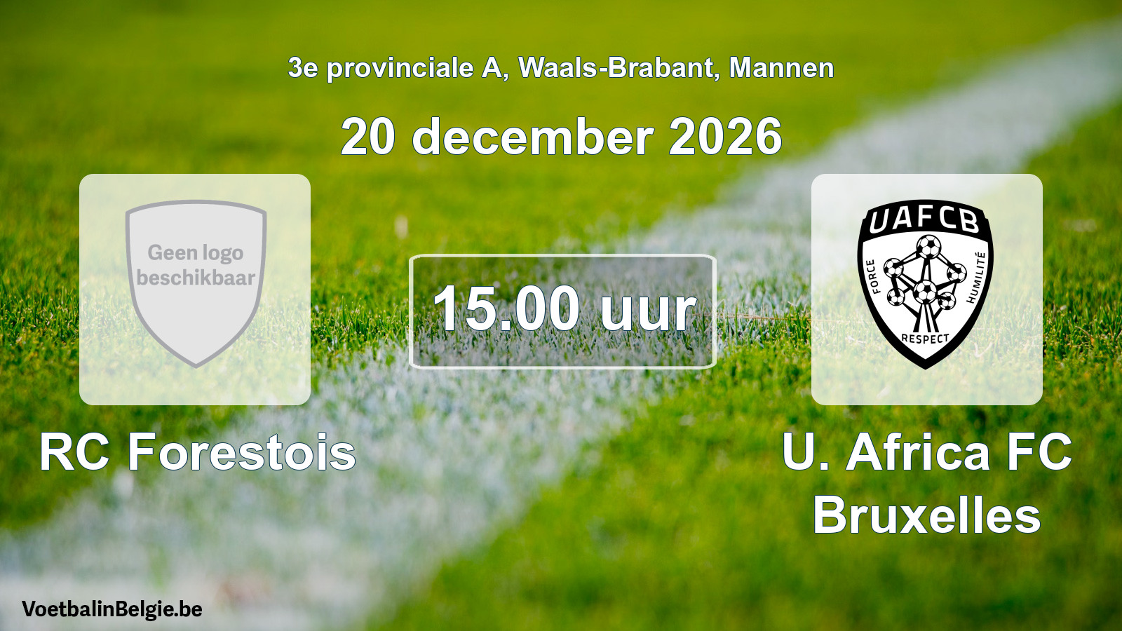 Geplande wedstrijd mannenvoetbal: RC Forestois - U. Africa FC Bruxelles (20 december 2026)