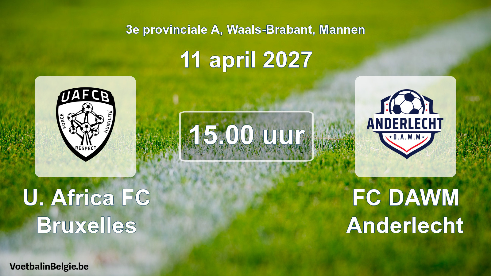 Geplande wedstrijd mannenvoetbal: U. Africa FC Bruxelles - FC DAWM Anderlecht (11 april 2027)