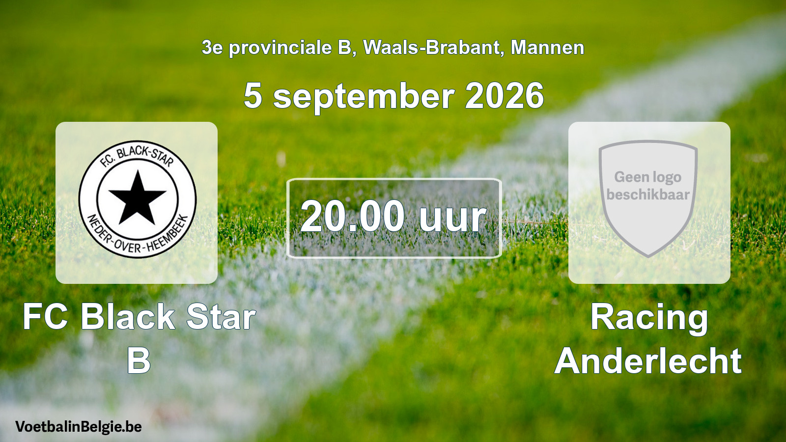 Geplande wedstrijd mannenvoetbal: FC Black Star B - Racing Anderlecht (5 september 2026)
