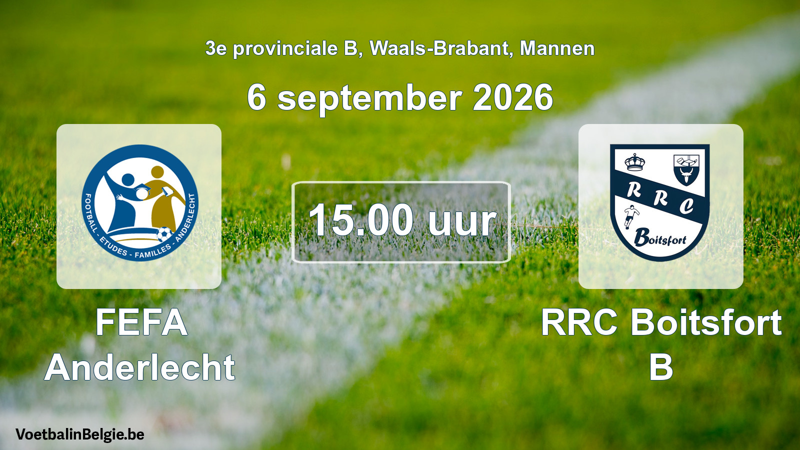 Geplande wedstrijd mannenvoetbal: FEFA Anderlecht - RRC Boitsfort B (6 september 2026)