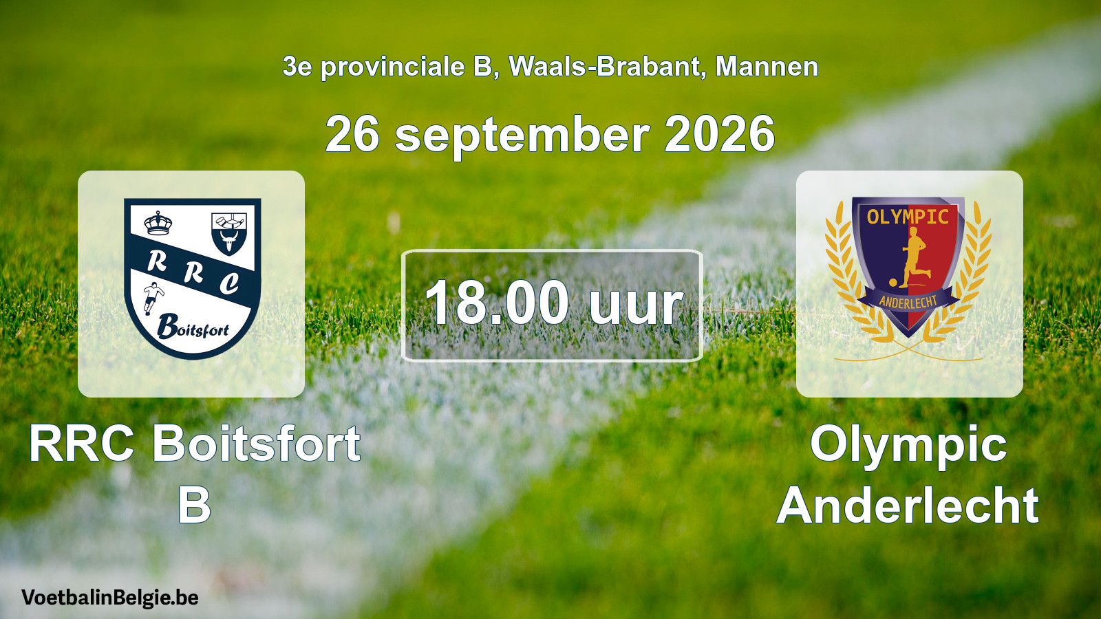 Geplande wedstrijd mannenvoetbal: RRC Boitsfort B - Olympic Anderlecht (26 september 2026)