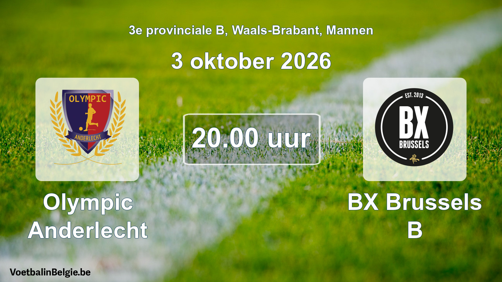 Geplande wedstrijd mannenvoetbal: Olympic Anderlecht - BX Brussels B (3 oktober 2026)