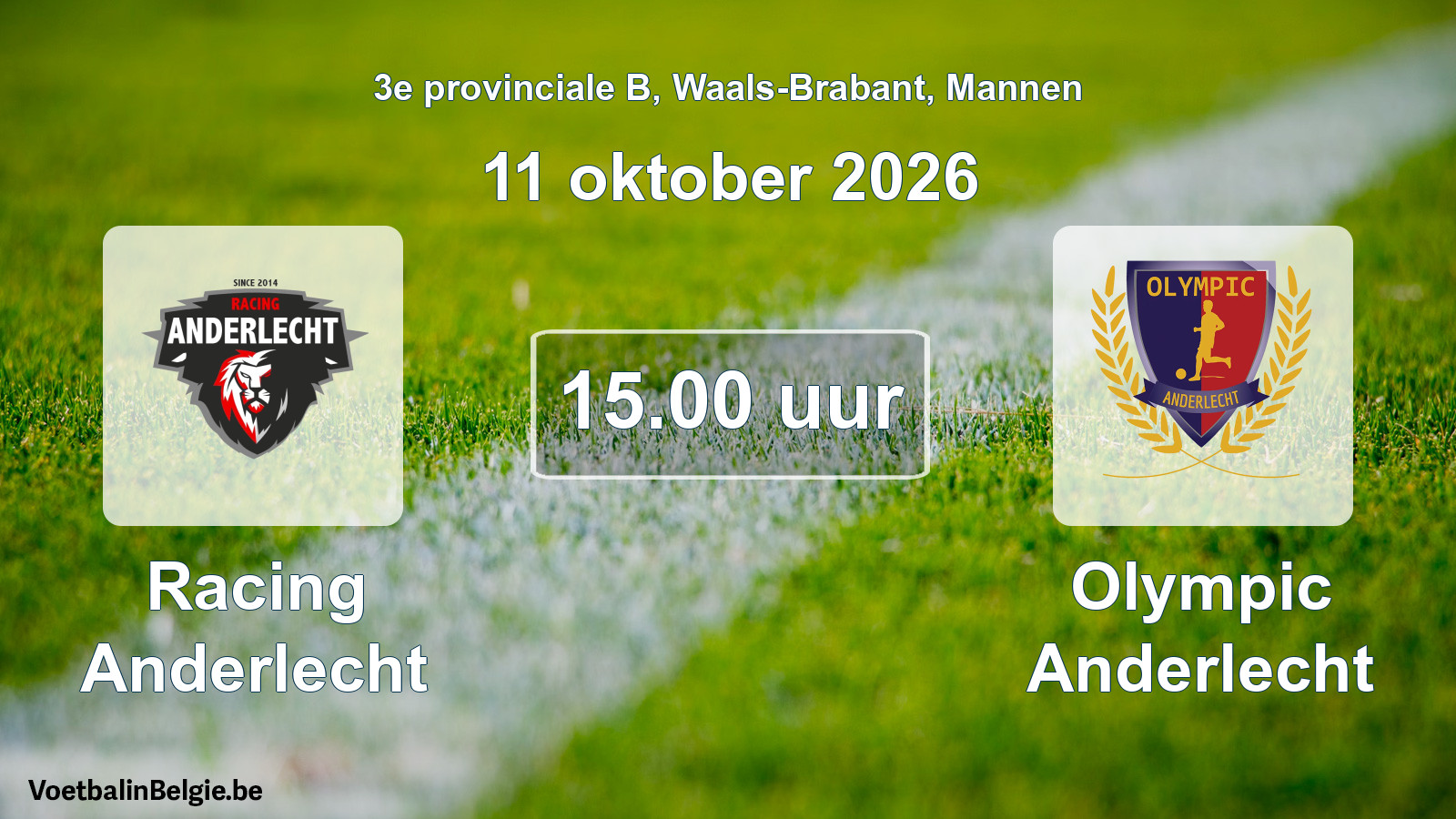 Match prévu football hommes: Racing Anderlecht - Olympic Anderlecht (11 octobre 2026)