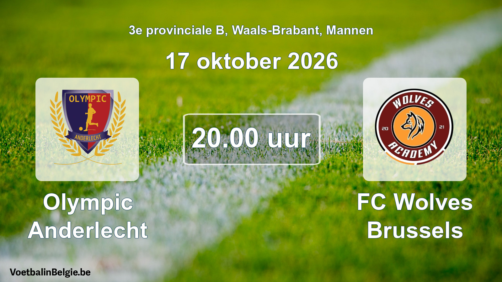 Geplande wedstrijd mannenvoetbal: Olympic Anderlecht - FC Wolves Brussels (17 oktober 2026)