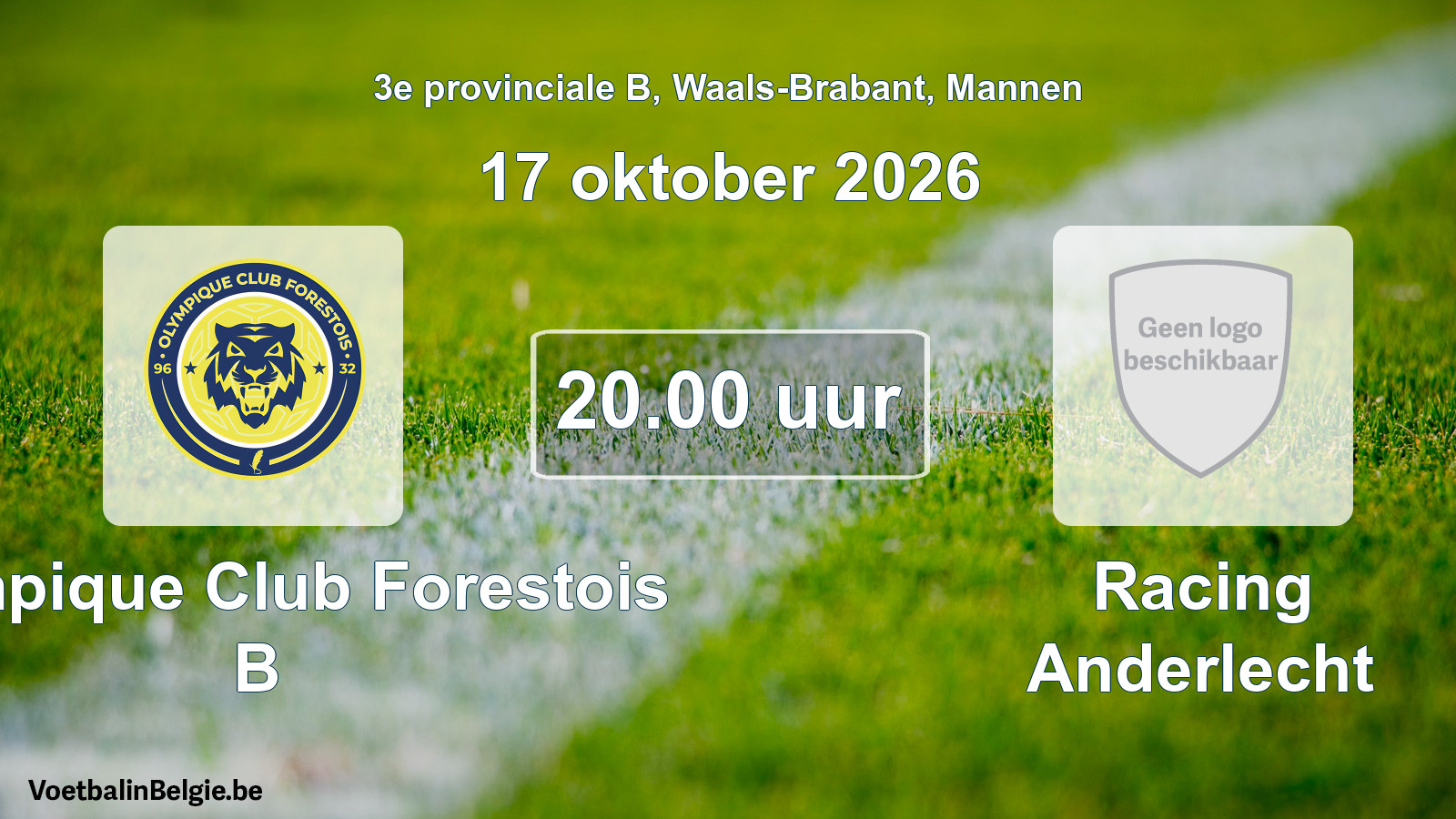 Geplande wedstrijd mannenvoetbal: Olympique Club Forestois B - Racing Anderlecht (17 oktober 2026)
