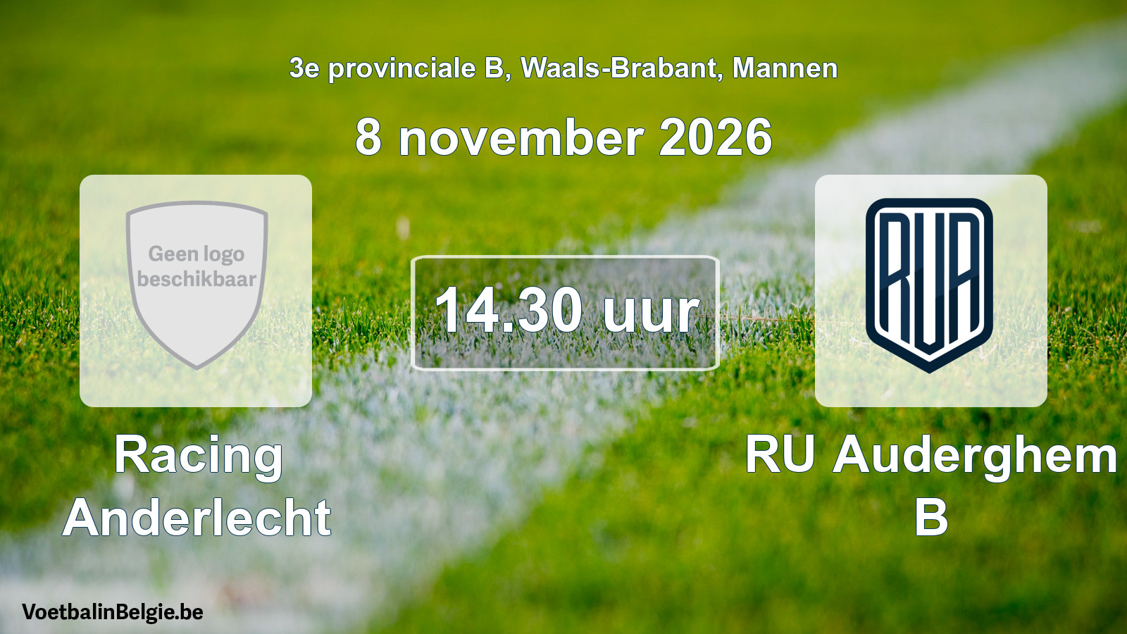 Geplande wedstrijd mannenvoetbal: Racing Anderlecht - RU Auderghem B (8 november 2026)