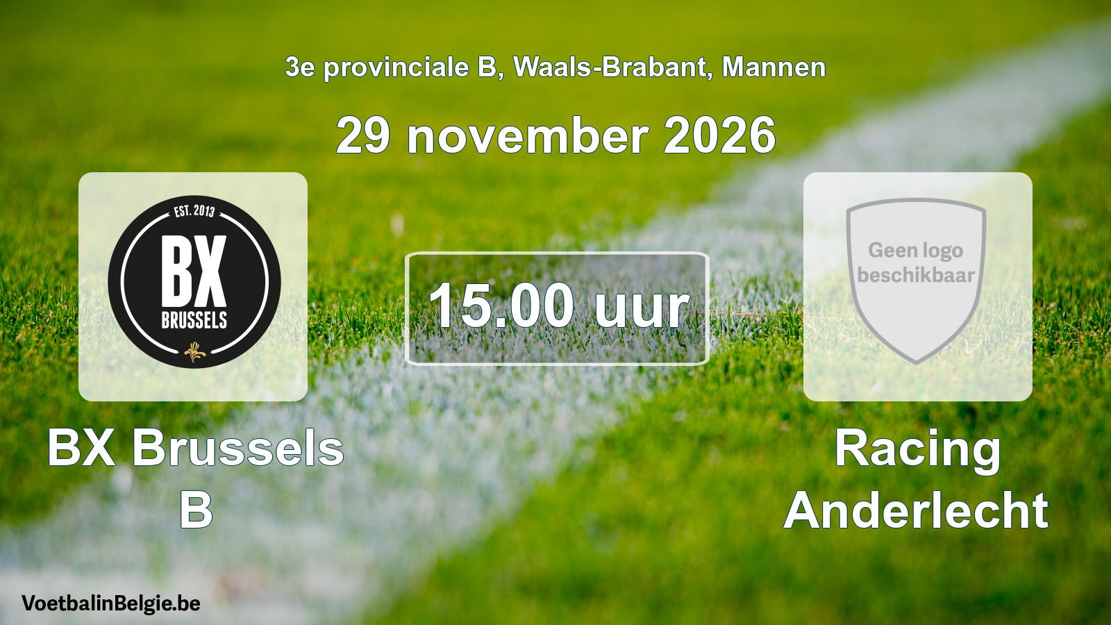 Geplande wedstrijd mannenvoetbal: BX Brussels B - Racing Anderlecht (29 november 2026)