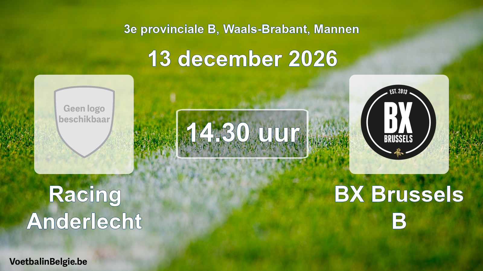 Match prévu football hommes: Racing Anderlecht - BX Brussels B (13 décembre 2026)