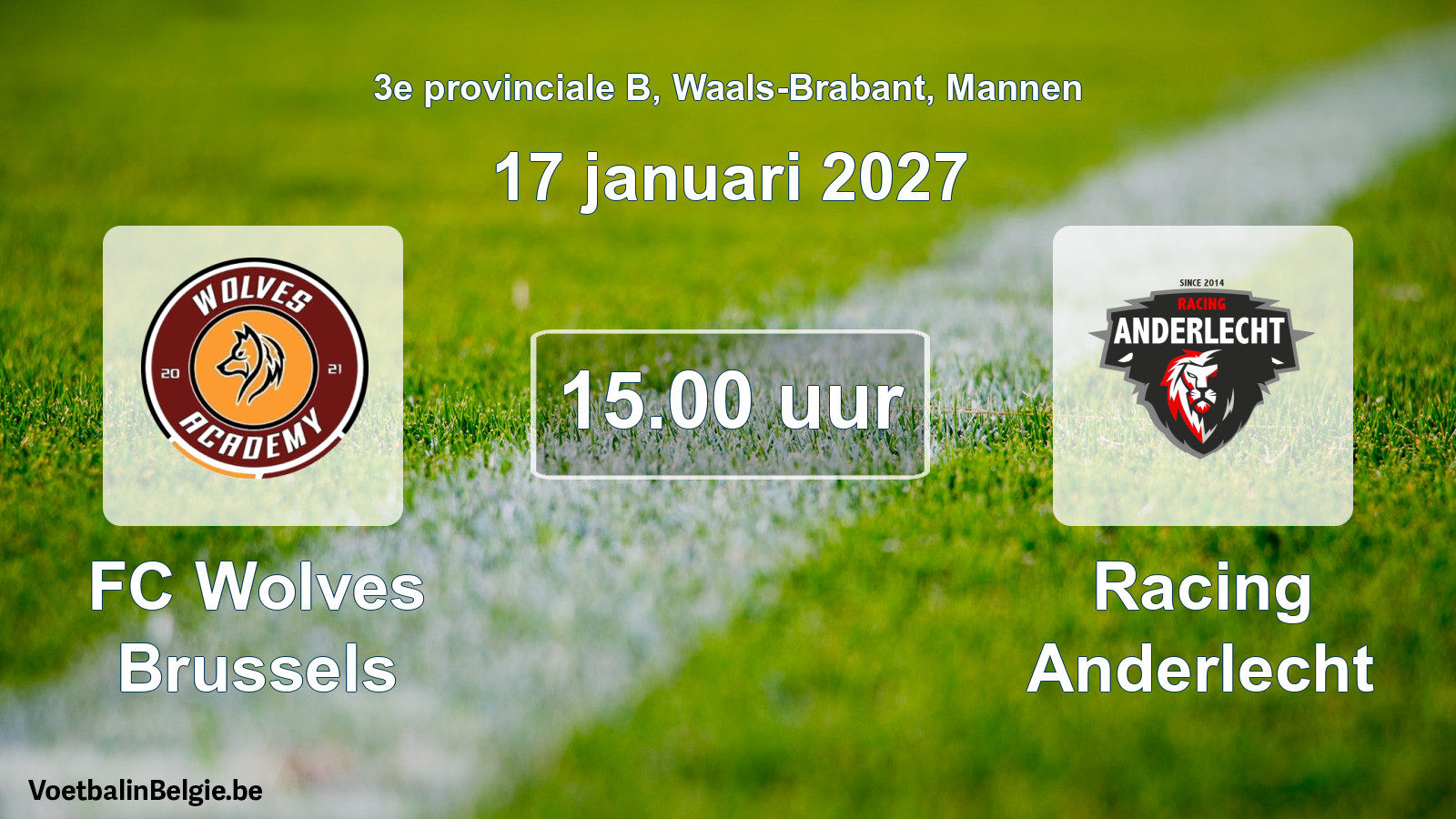 Geplande wedstrijd mannenvoetbal: FC Wolves Brussels - Racing Anderlecht (17 januari 2027)