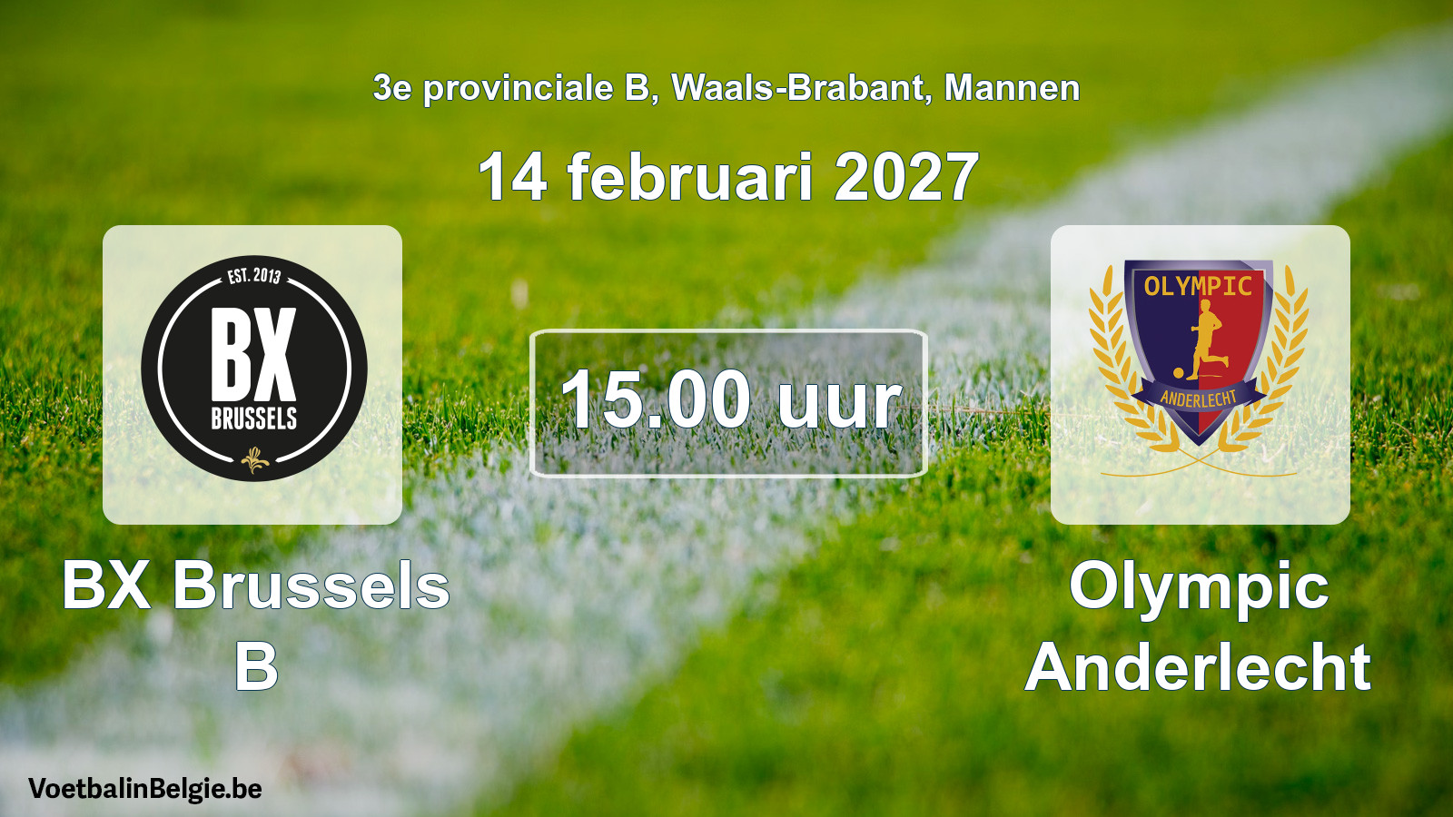 Geplande wedstrijd mannenvoetbal: BX Brussels B - Olympic Anderlecht (14 februari 2027)