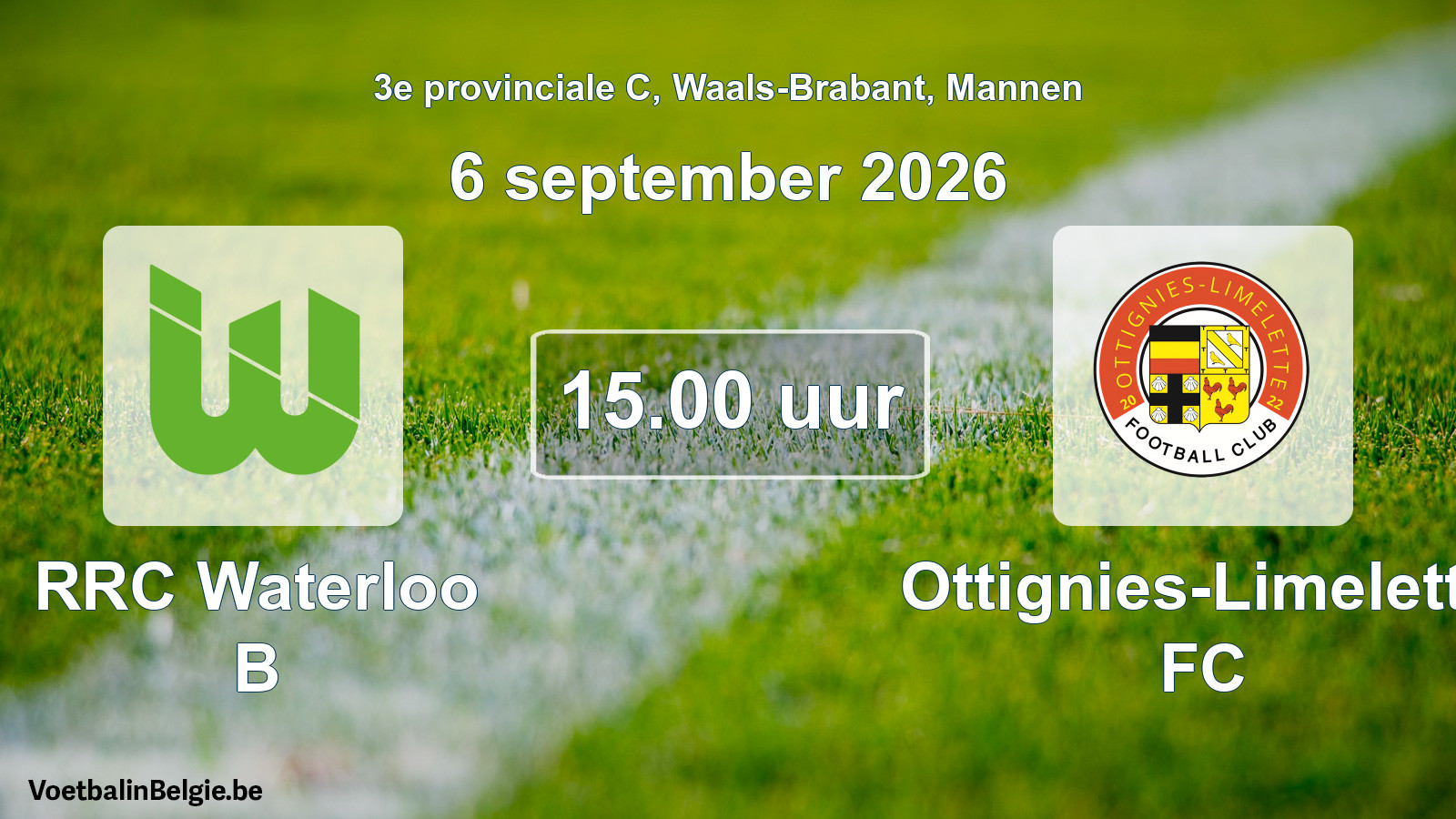Geplande wedstrijd mannenvoetbal: RRC Waterloo B - Ottignies-Limelette FC (6 september 2026)