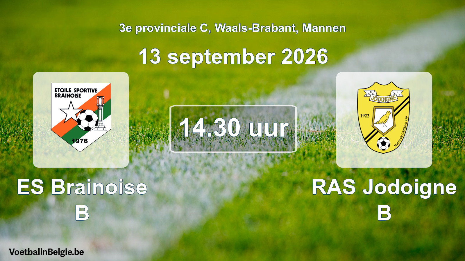 Geplande wedstrijd mannenvoetbal: ES Brainoise B - RAS Jodoigne B (13 september 2026)