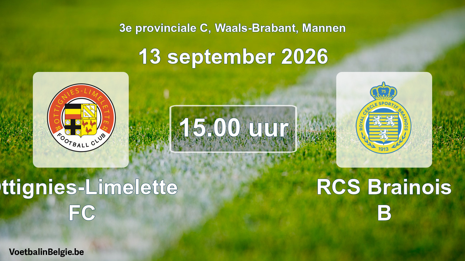 Scheduled match men football: Ottignies-Limelette FC - RCS Brainois B (13 September 2026)