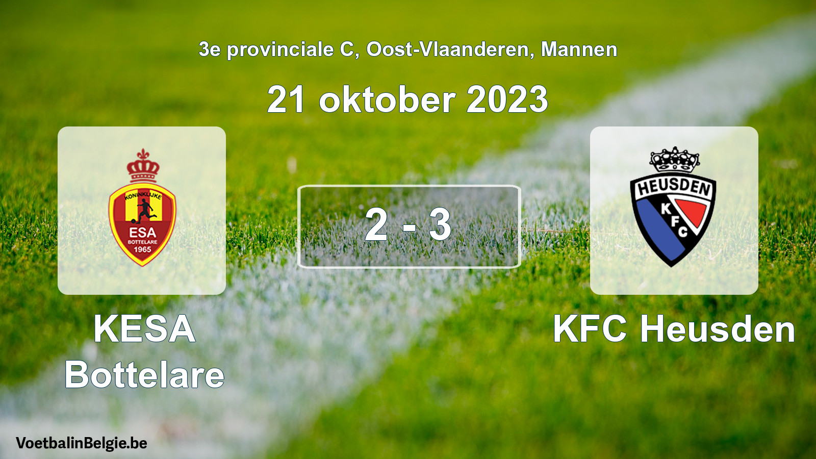 Gespeelde wedstrijd mannenvoetbal: KESA Bottelare - KFC Heusden 2 - 3 (21 oktober 2023)