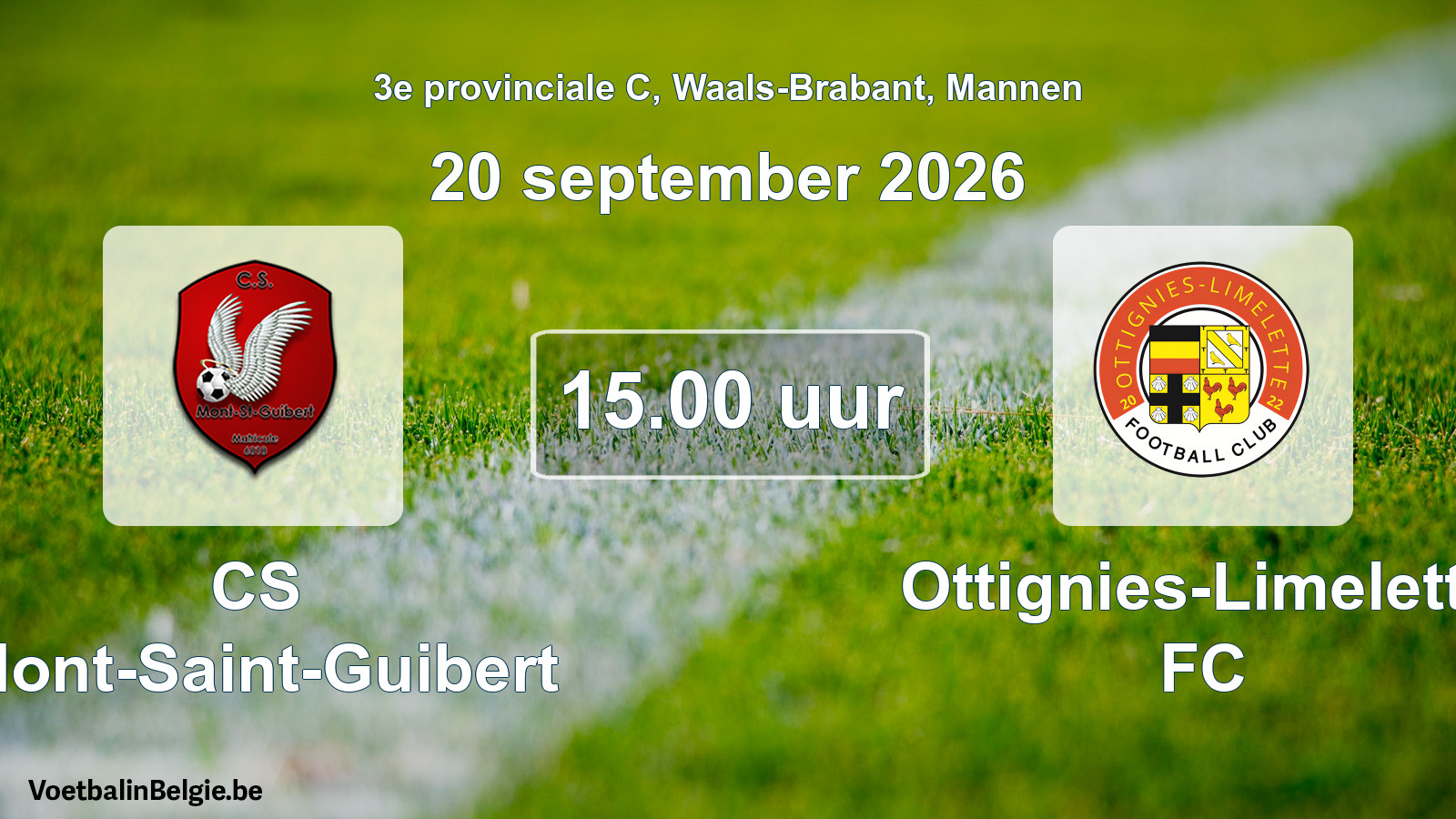 Geplande wedstrijd mannenvoetbal: CS Mont-Saint-Guibert - Ottignies-Limelette FC (20 september 2026)