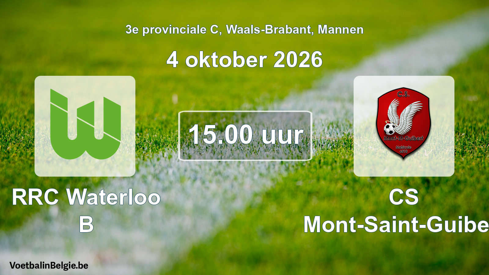 Geplantes Spiel männer-Fußball: RRC Waterloo B - CS Mont-Saint-Guibert (4 Oktober 2026)
