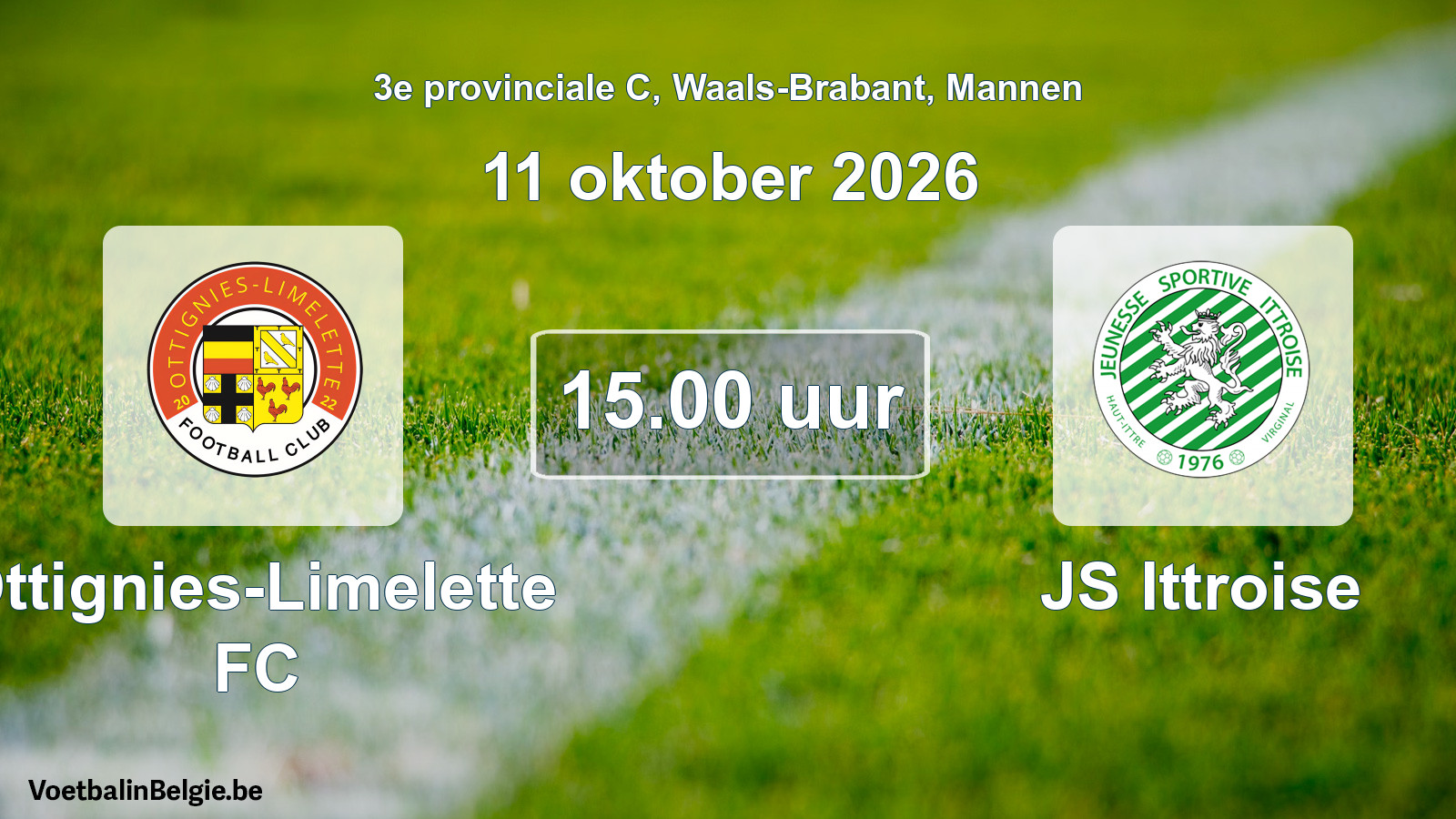 Geplande wedstrijd mannenvoetbal: Ottignies-Limelette FC - JS Ittroise (11 oktober 2026)