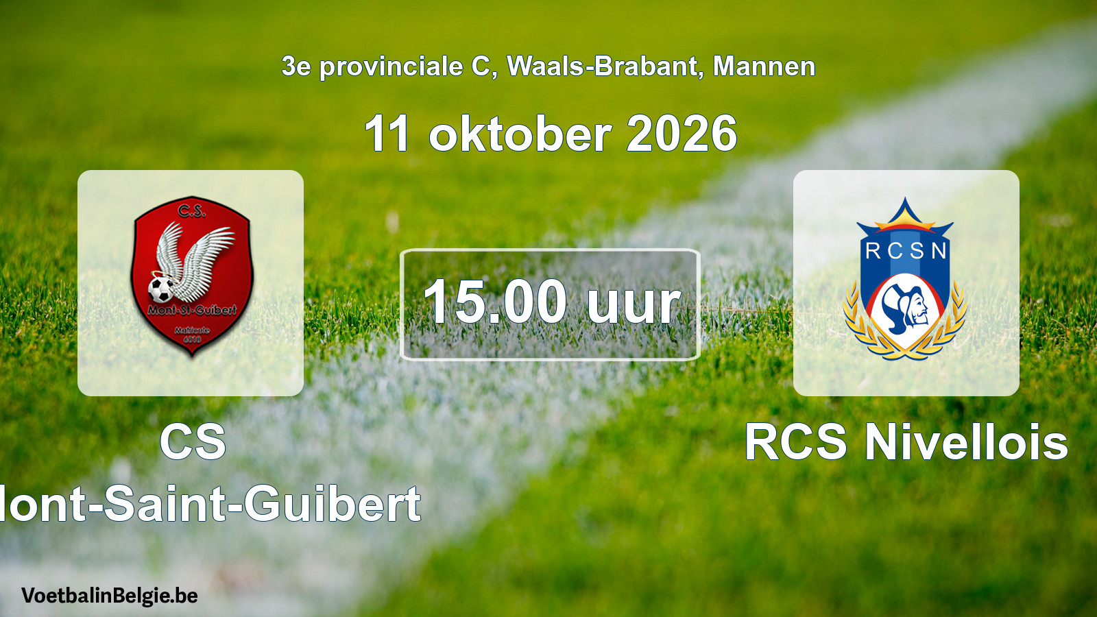 Geplande wedstrijd mannenvoetbal: CS Mont-Saint-Guibert - RCS Nivellois (11 oktober 2026)