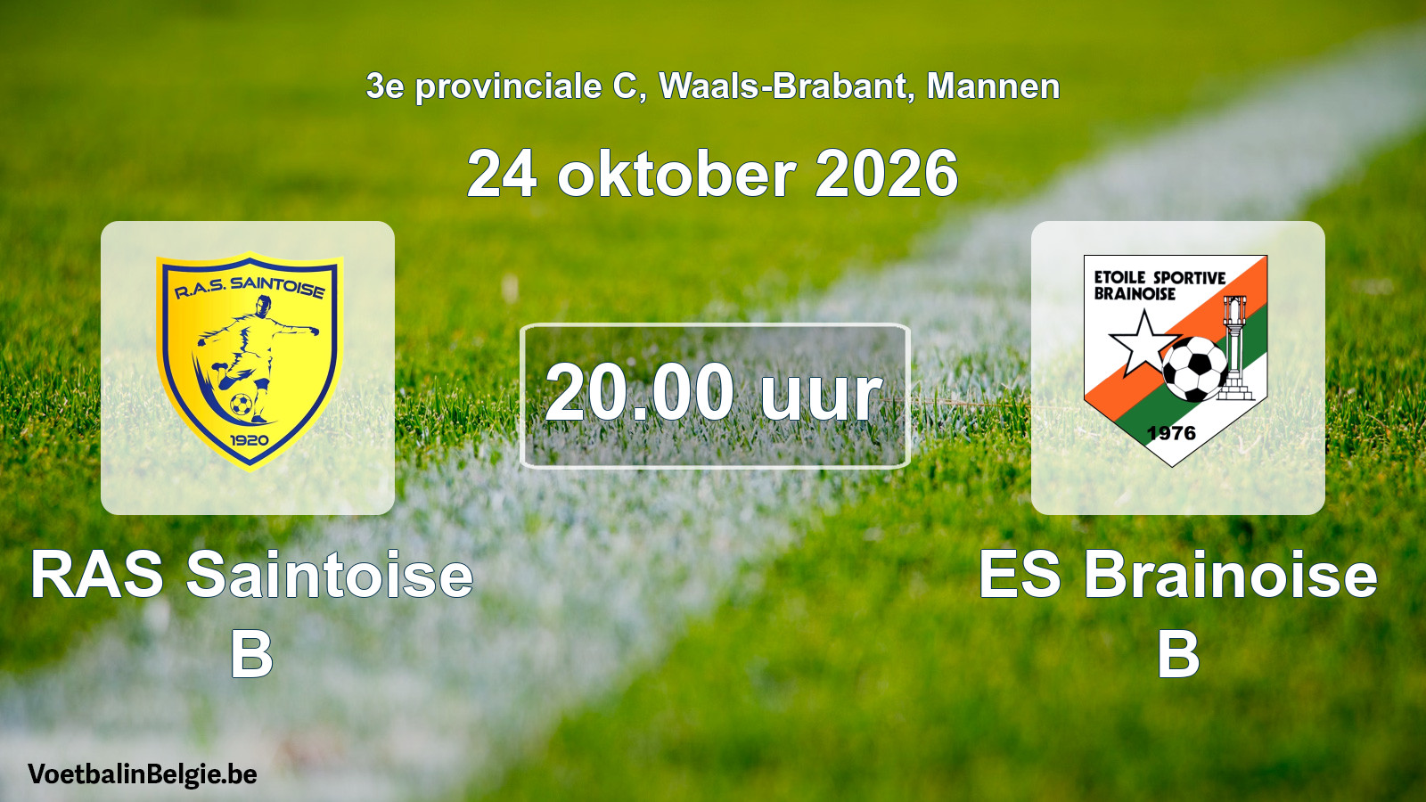 Geplande wedstrijd mannenvoetbal: RAS Saintoise B - ES Brainoise B (24 oktober 2026)