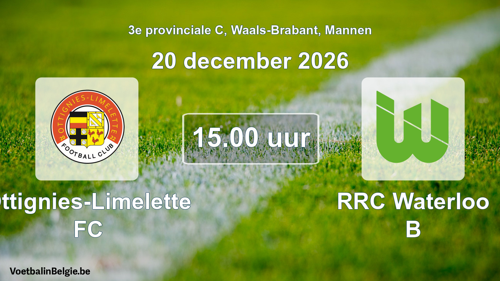 Geplande wedstrijd mannenvoetbal: Ottignies-Limelette FC - RRC Waterloo B (20 december 2026)