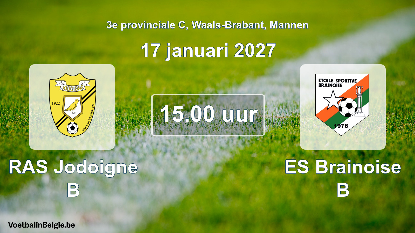 Geplantes Spiel männer-Fußball: RAS Jodoigne B - ES Brainoise B (17 Januar 2027)