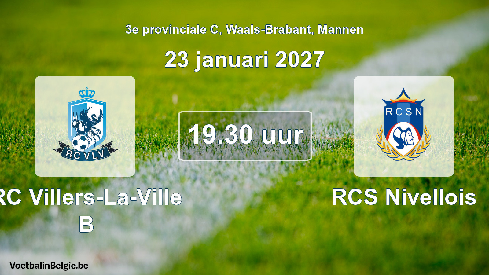 Geplande wedstrijd mannenvoetbal: RC Villers-La-Ville B - RCS Nivellois (23 januari 2027)