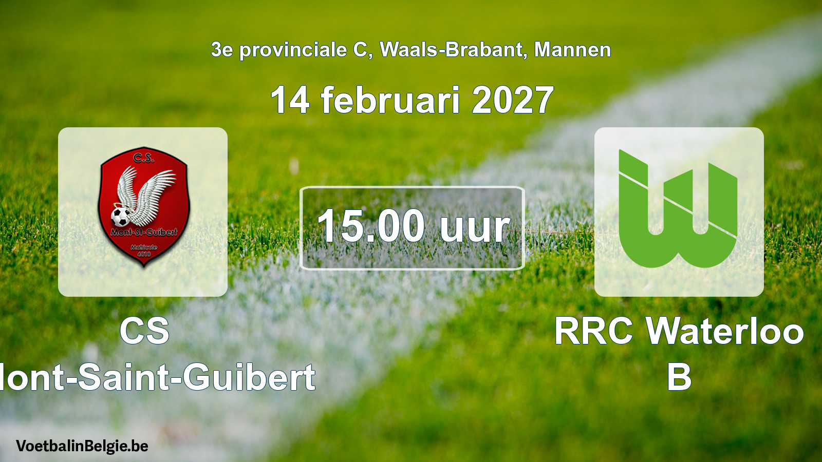 Geplande wedstrijd mannenvoetbal: CS Mont-Saint-Guibert - RRC Waterloo B (14 februari 2027)