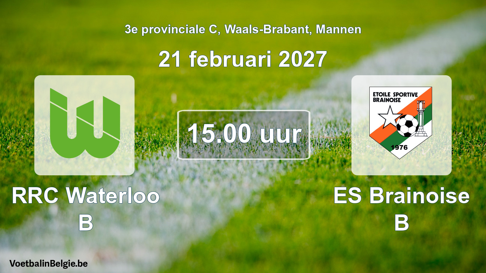 Geplande wedstrijd mannenvoetbal: RRC Waterloo B - ES Brainoise B (21 februari 2027)