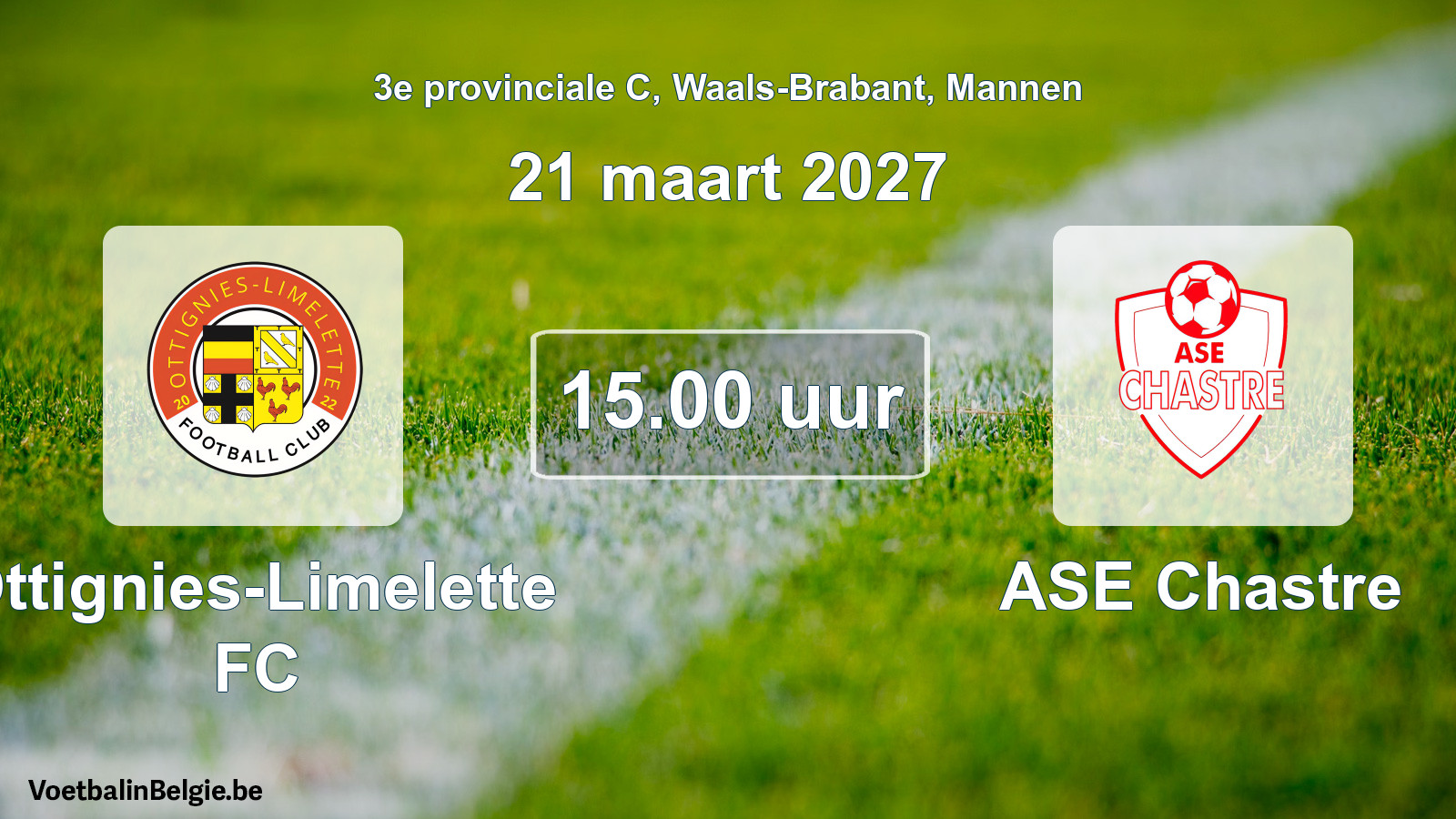Geplande wedstrijd mannenvoetbal: Ottignies-Limelette FC - ASE Chastre (21 maart 2027)