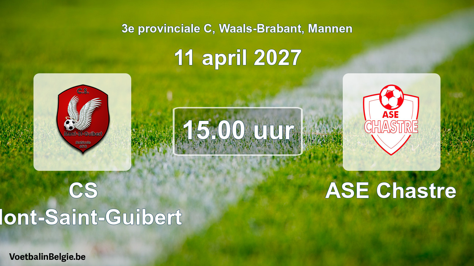 Geplande wedstrijd mannenvoetbal: CS Mont-Saint-Guibert - ASE Chastre (11 april 2027)