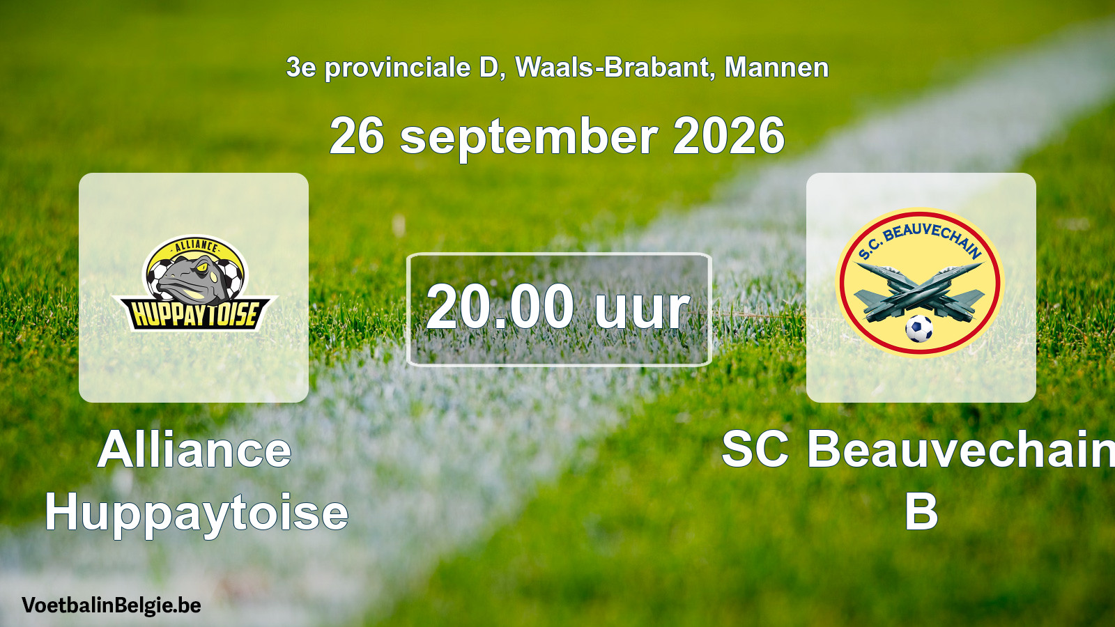 Geplande wedstrijd mannenvoetbal: Alliance Huppaytoise - SC Beauvechain B (26 september 2026)