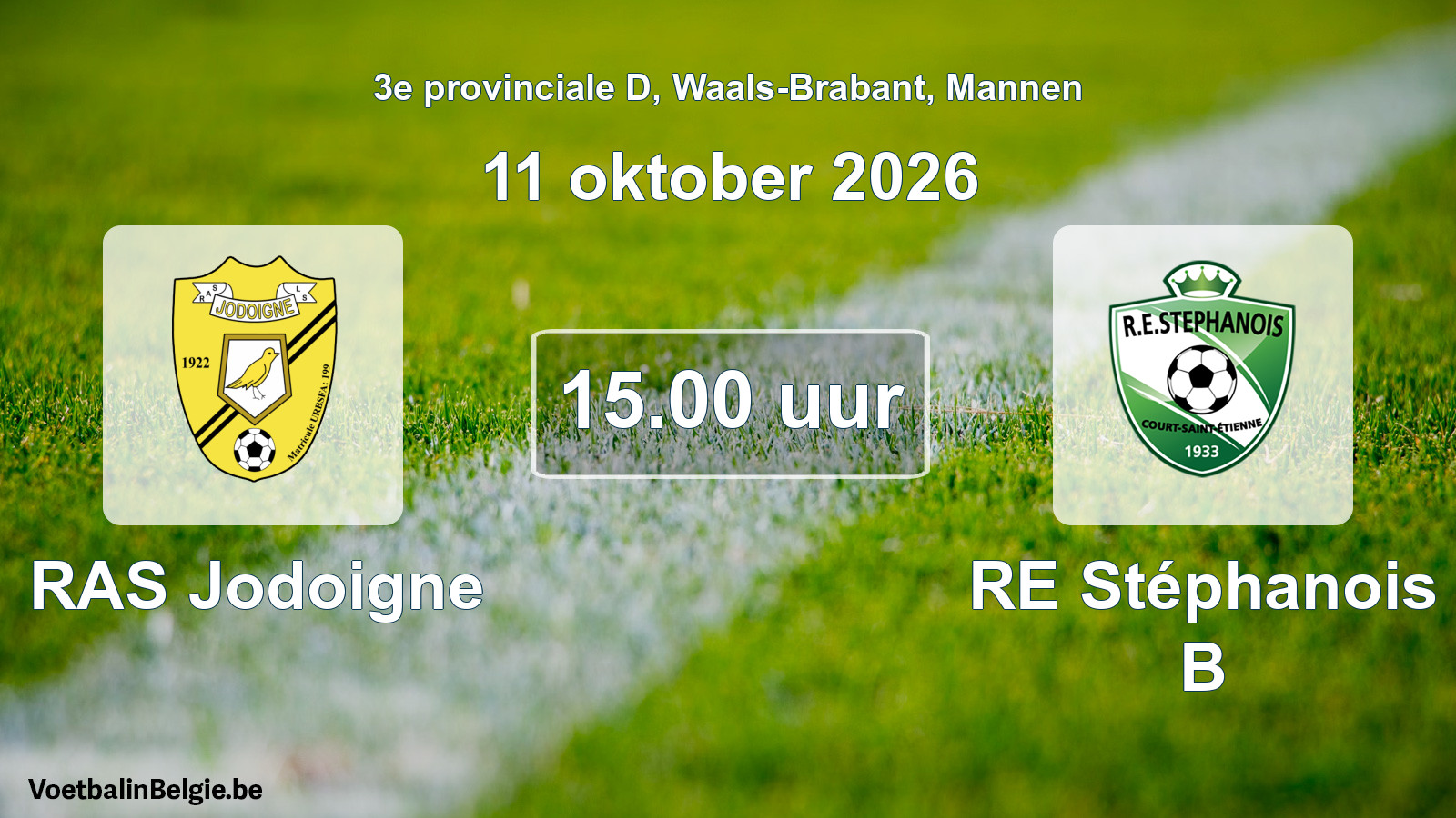 Geplande wedstrijd mannenvoetbal: RAS Jodoigne - RE Stéphanois B (11 oktober 2026)