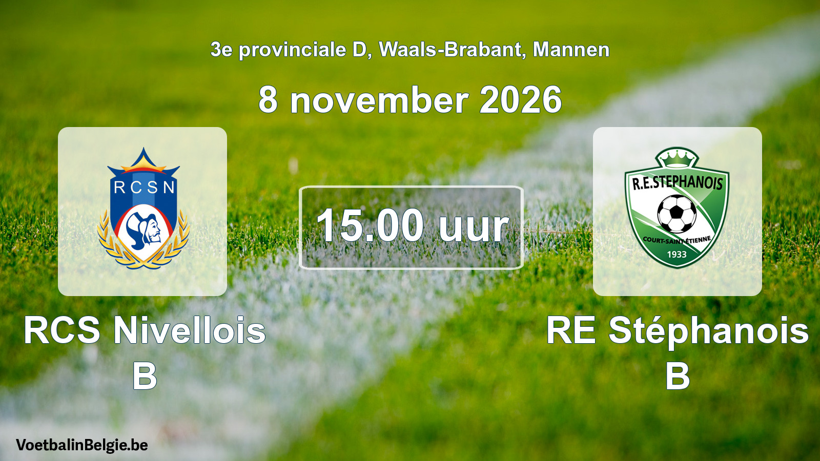 Geplande wedstrijd mannenvoetbal: RCS Nivellois B - RE Stéphanois B (8 november 2026)